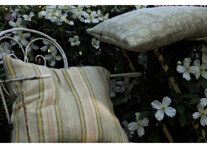 1930s striped cushions. Grey , Cream & Gold CZ34